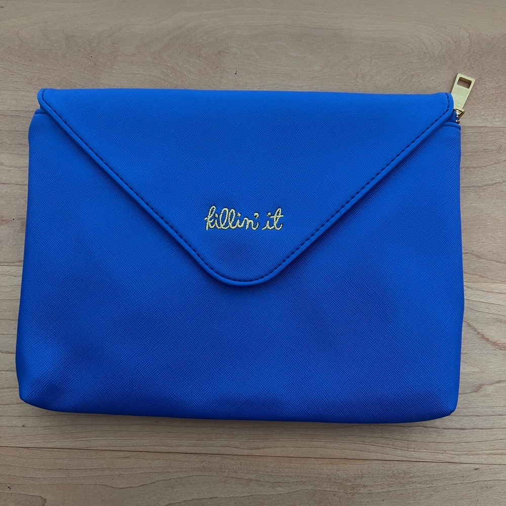 Blue Clutch with Gold Accent